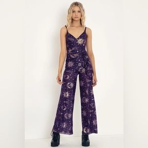 Burned Velvet Sun and Moon Tie Jumpsuit